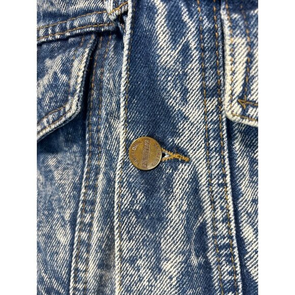 Palmettos Womens Acid Washed Blue Trucker Denim Button Front Long Sleeve Sz M - Picture 4 of 7